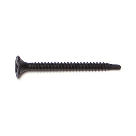Midwest Fastener Self-Drilling Screw, #6 x 1-5/8 in, Black Phosphate Steel Flat Head Phillips Drive, 40 PK 30784